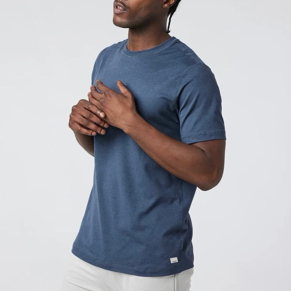 Vuori Short Sleeve Ponto Performance Tee Shirt Azure Heather Size XL